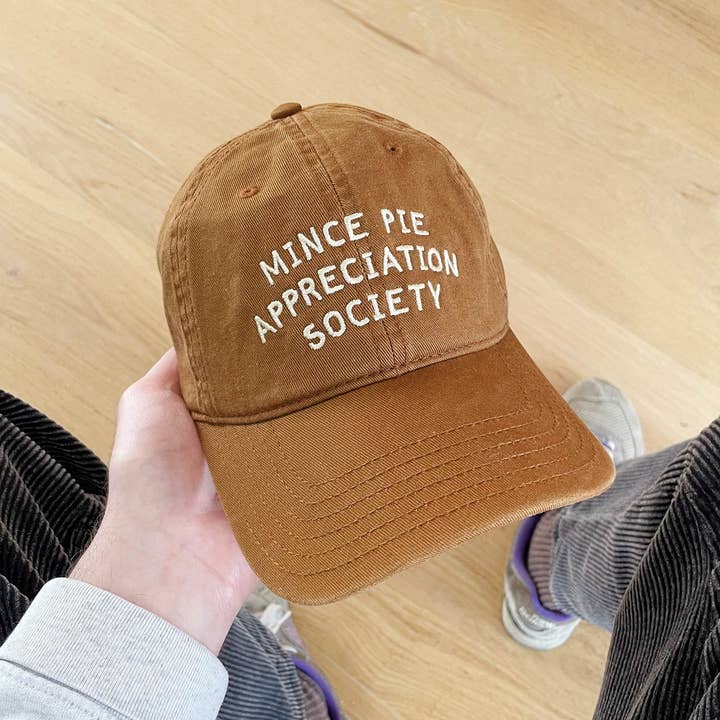 Alphabet Bags – wholesale Baseball cap – Unisex – Mince Pie Appreciation Society - Cotton Baseball Cap - Tan4