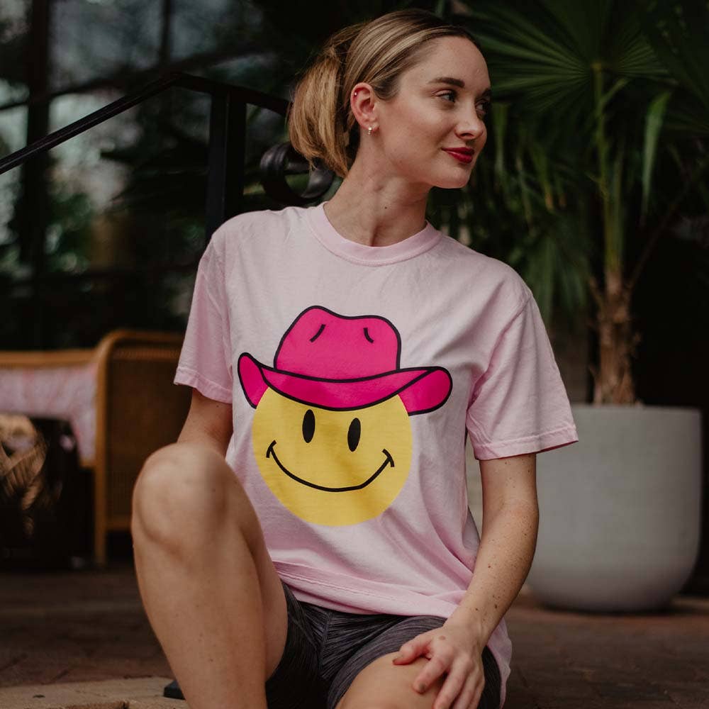 Katydid – T-shirt estampada - Mulher por atacado – Tee Impresso Cowboy Happy Face Western S/S2