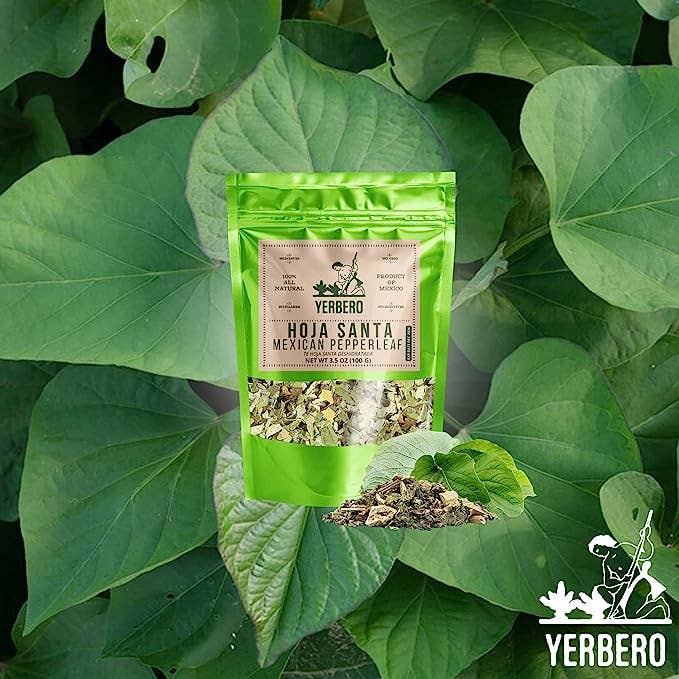 YERBERO - Wholesale Loose Tea - Yerbero - Premium Loose Hoja Santa Tea 3.5 oz (100 gr) | Hoja Santa Te Herbal (Tallos & Hoja Deshidratada) | Makes 30+ Cups | Mexican Pepperleaf |