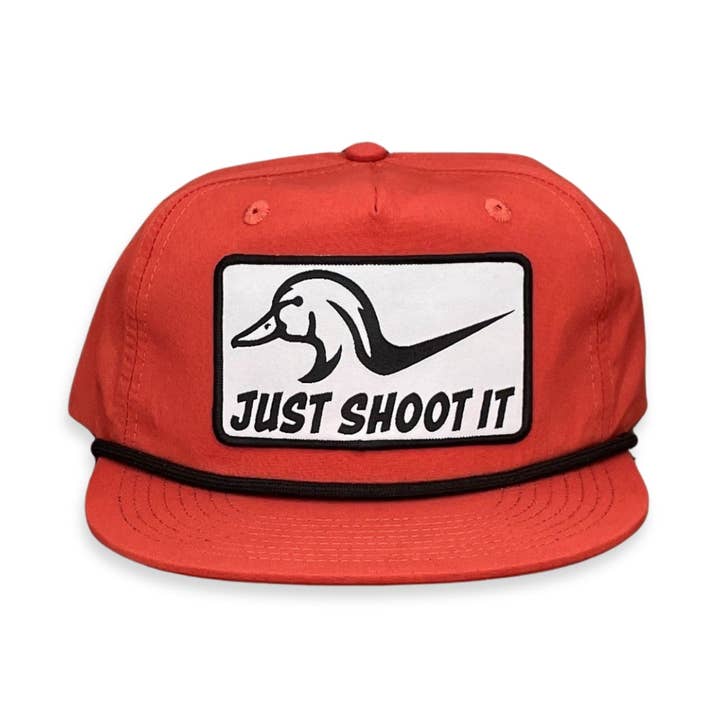 Just Shoot It" CA256 Rope Snapback Cap Dark Orange/Black for wholesale by Cactus Alley Hat Co.
