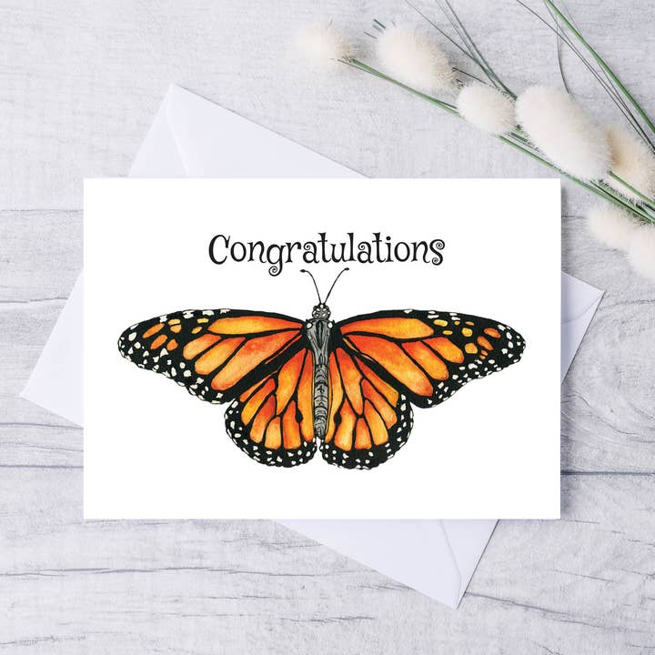 Monarch Butterfly "Congratulations" Greeting Card for wholesale by Cloud Cottage Creative Company