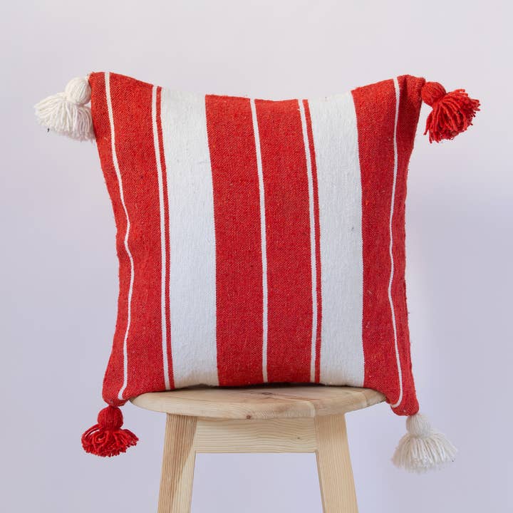 Red Moroccan Pillow-Handmade Pillow-Throw Pillow-Boho Pillow for wholesale by woolsouk ( We handle U.S. import procedures for you )