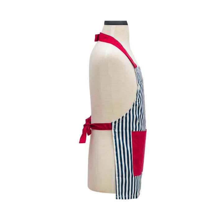 Handstand Kitchen - Wholesale Apron - Kids - Striped Deluxe Youth Apron Set - 3 Pc Kids Chef Hat & Mitt4