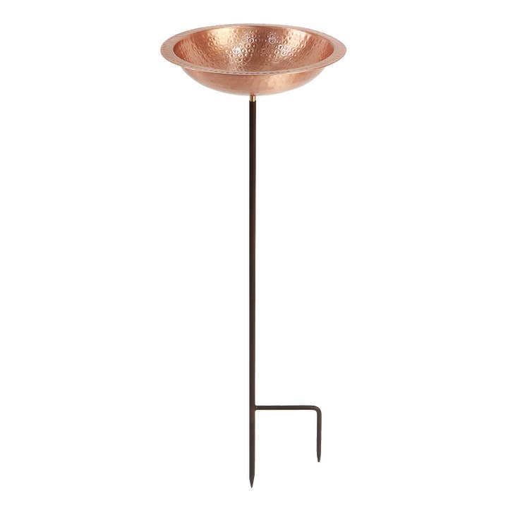 ACHLA Designs - Wholesale Bird Bath - Hammered Solid Copper Birdbath- Stake