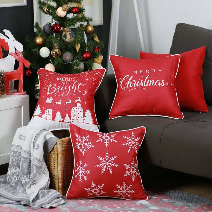 MIKE & Co. NEW YORK - Vente Coussin décoratif - Coussin décoratif en flocons de neige de Noël 18 « x 18"15