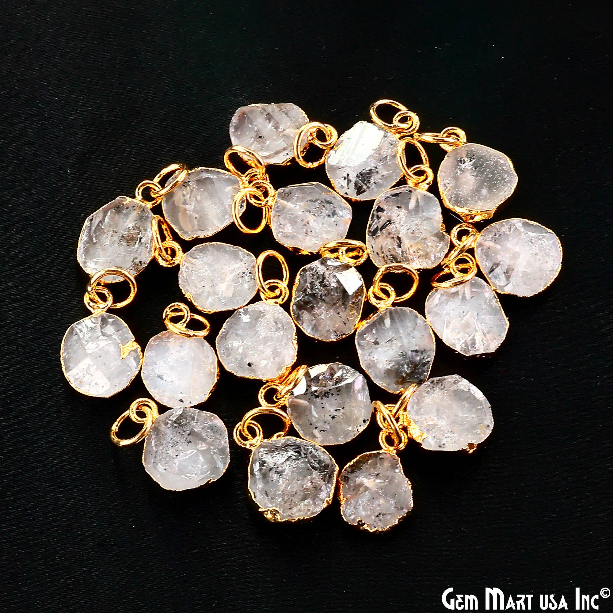 GemMartUSA - Wholesale Pendant/Charm Necklace - Rough Gemstone 16x10mm Gold Electroplated Single Bail Charm19