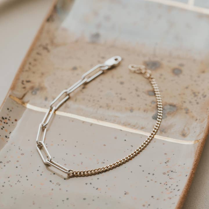 Hello Adorn - Wholesale Link & Chain Bracelet - Introvert Extrovert Bracelet | 14kt Gold Fill + Sterling Silver