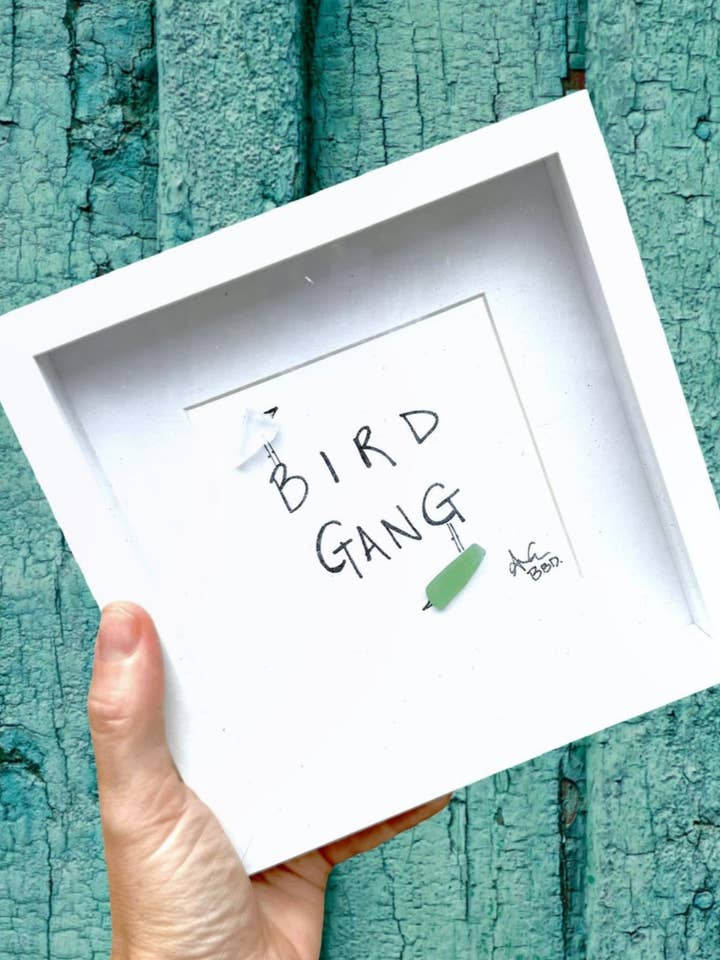 Bird gang, eagles Philadelphia football sea glass art for wholesale by Back Bay Designs
