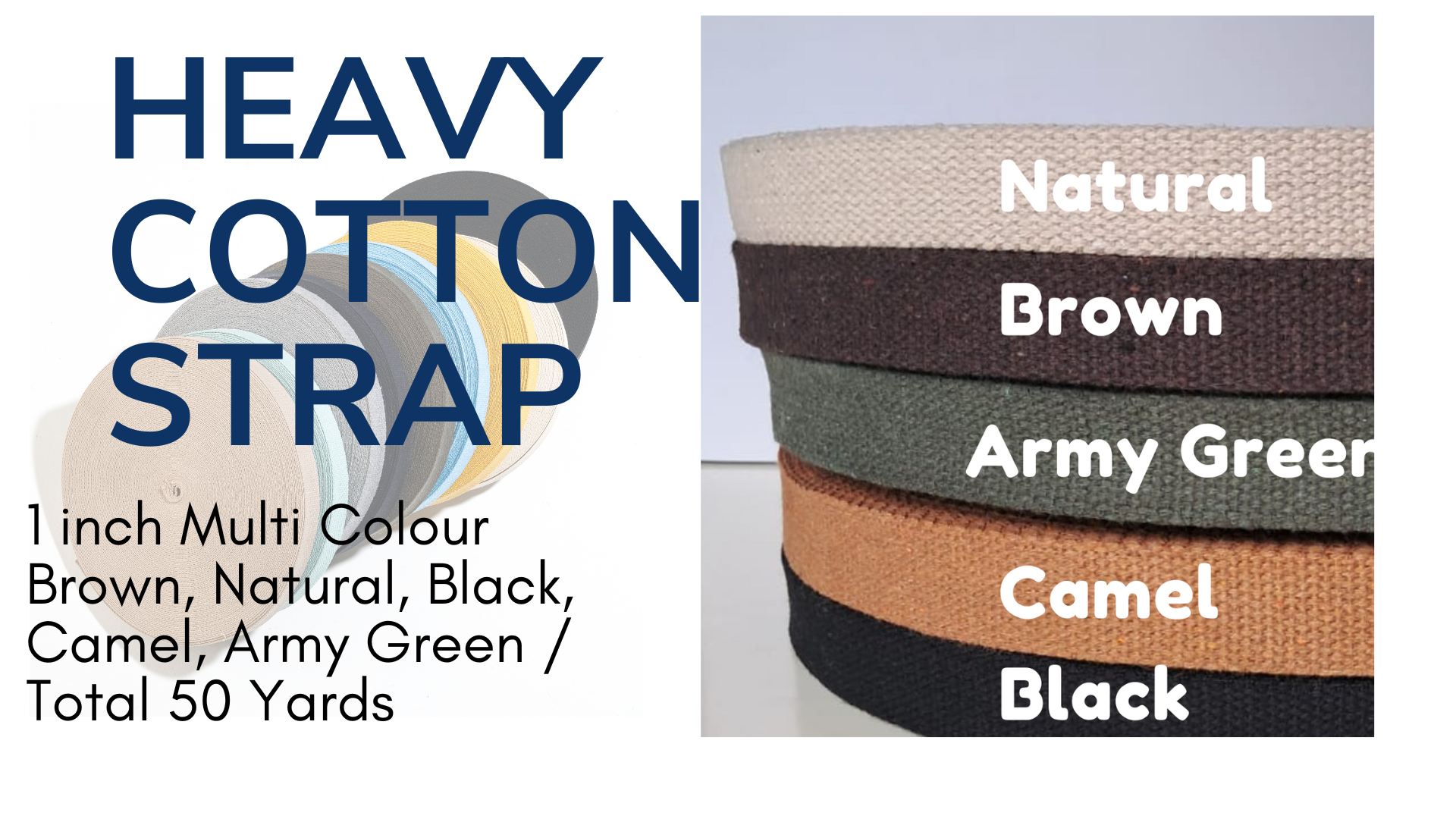 Dream Trimming Goods LLC - Wholesale Craft Supplies - 1" x 50 Yard Army Green Heavy Cotton Webbing for Sewing DIY1