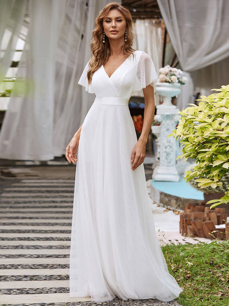 Ever-Pretty - Vente Robe de soirée – femme - Robe de demoiselle d'honneur trapèze à col en V55