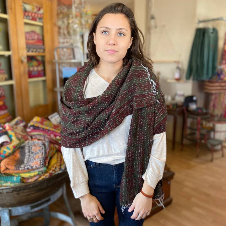 Seeds - Wholesale Scarf - Women's - Over-dyed Kantha Scarves | Recycled Sarees 100% Cotton