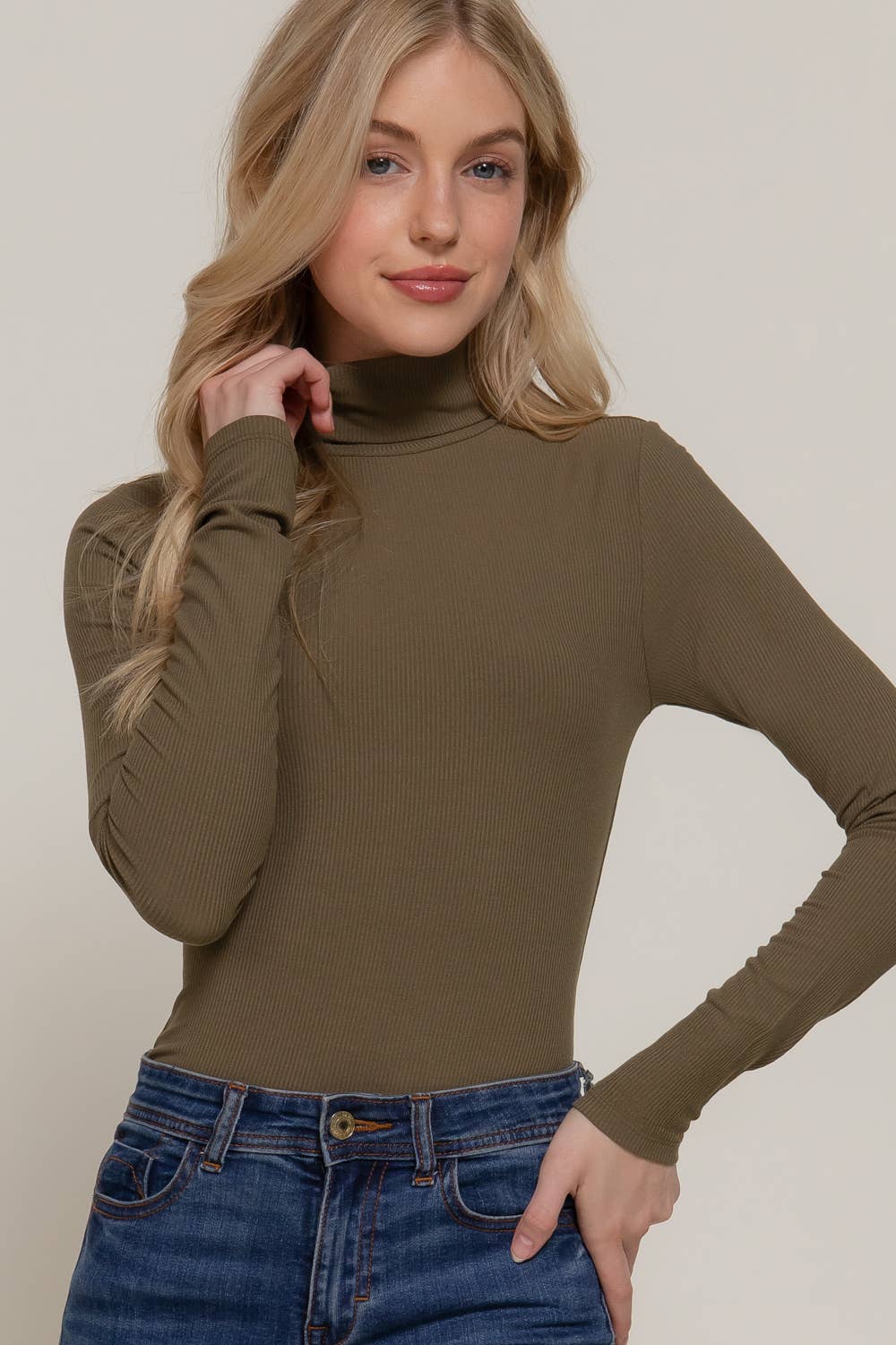 Active Basic | Active USA - Vendita all'ingrosso Body - Donna - Body a coste in rayon con collo alto e maniche lunghe18