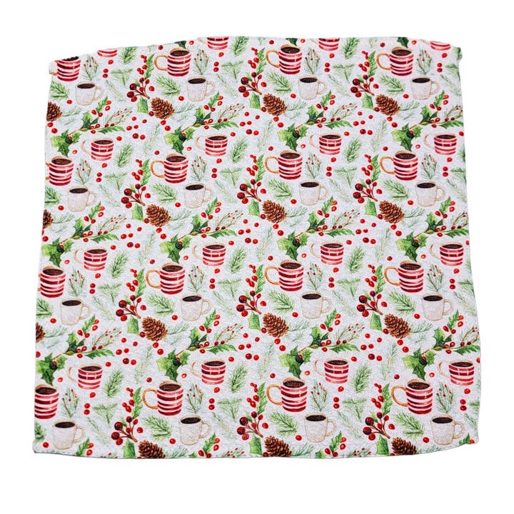 Gants de toilette gaufrés au café et au gui pour décoration de Noël pour la vente par Driftless Studios