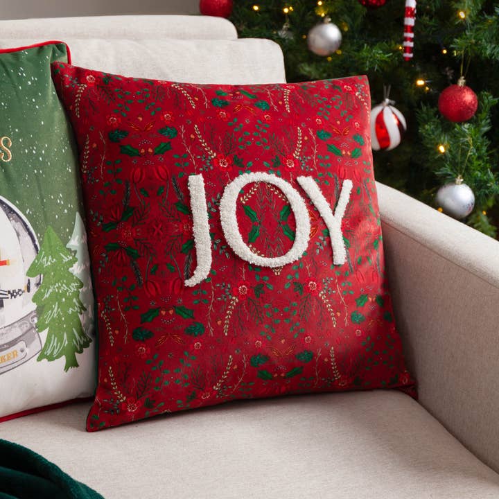 Rojo Cojín de terciopelo capitoné Ditsy Joy rojo de venta al por mayor en Faire