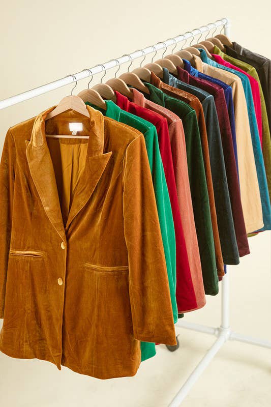 Vanilla Monkey - Wholesale Blazer - Women's - Shiny Velvet Peak Lapel Single Blazer4