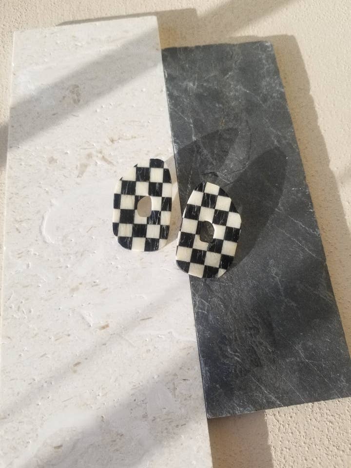 Polymer Clay Earrings | Tile Earrings | Checkboard Earrings for wholesale by That Clay Girl Co.