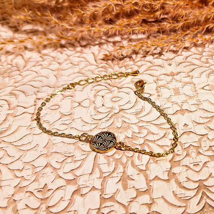 Japansk mønster armbånd rustfrit stål & harpiks for engroshandel hos Lydée Déco