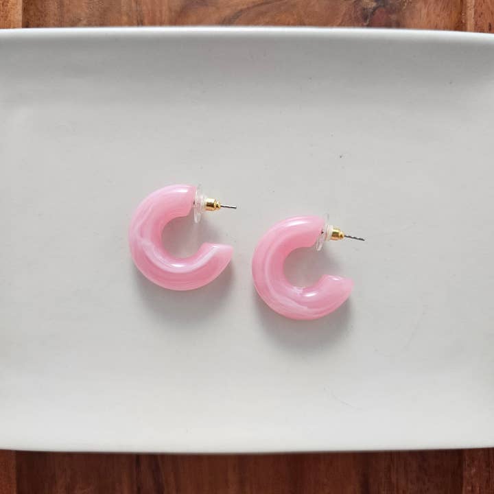Chloe Hoops - Pink // Jewelry, Earrings for wholesale by Spiffy & Splendid