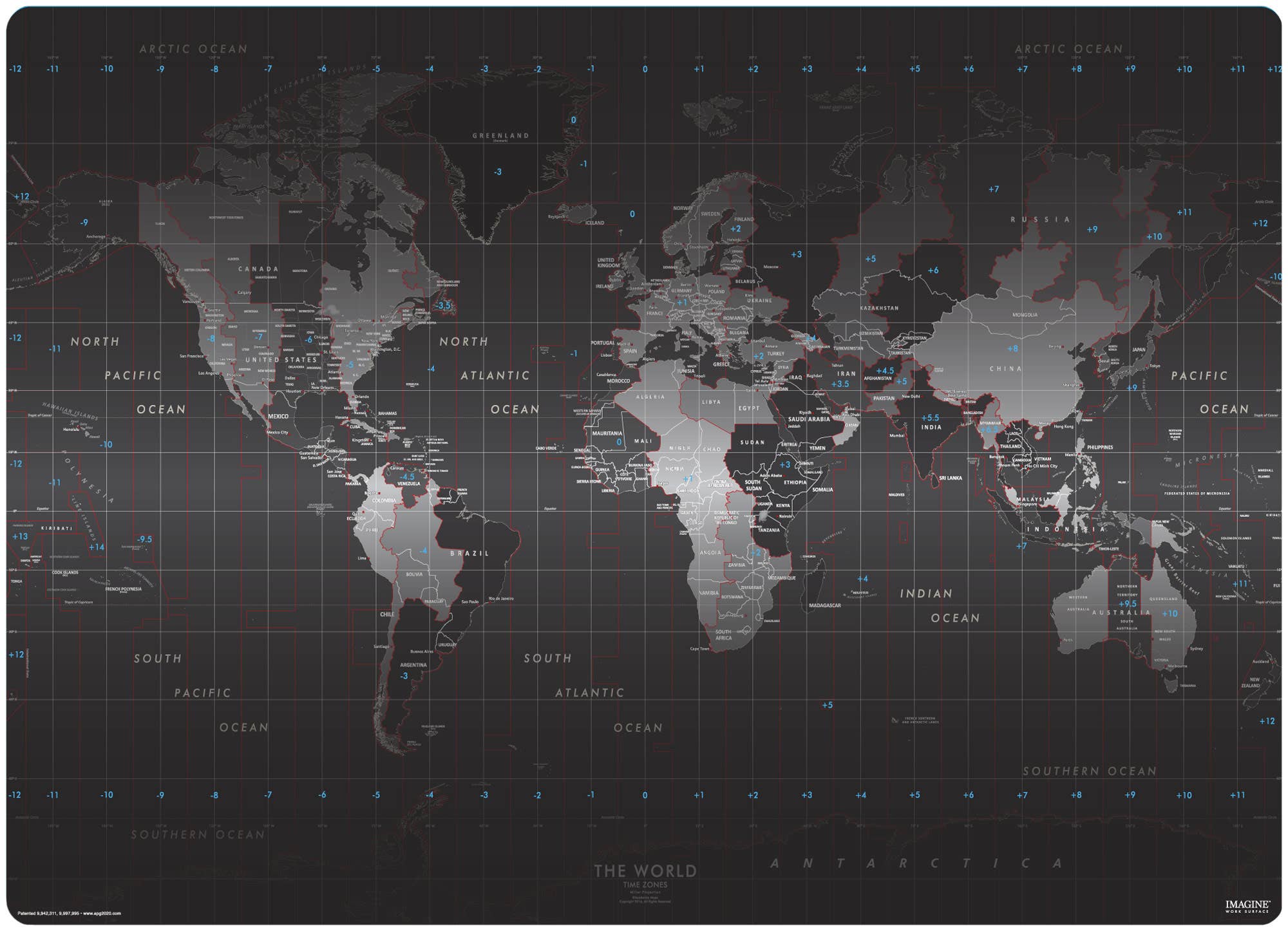 American Products Group, Inc - Wholesale Mousepad/Trackpad - Wow!Pad Designer Mouse Pad World Time Zone Map0