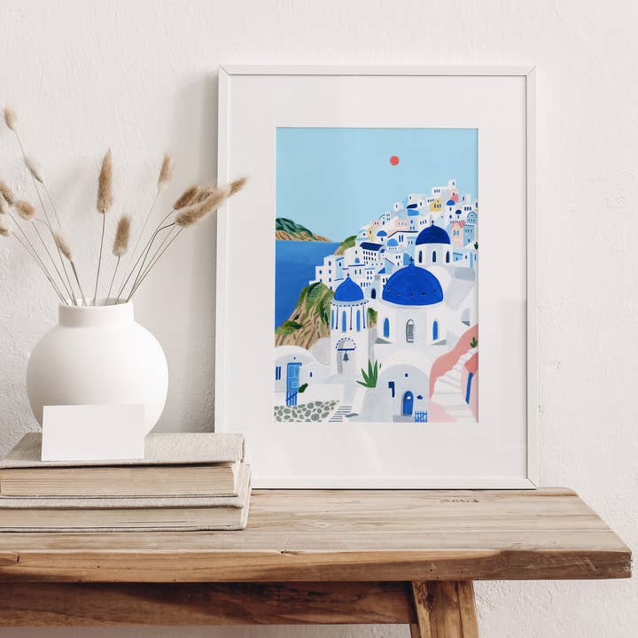Amber Davenport Art - Wholesale Art Print - Santorini, Greece Travel Art Print - Unframed