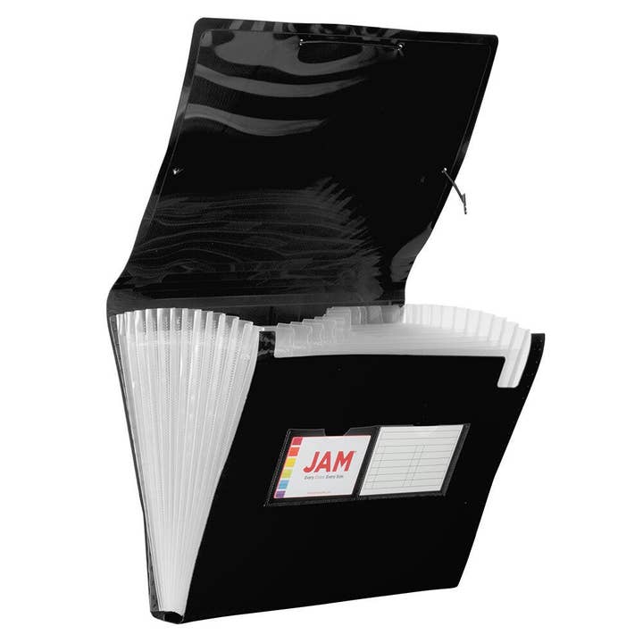 JAM 13 Pocket Plastic Expanding File, 9x13, Black, 2/PK for wholesale by JAM PAPER
