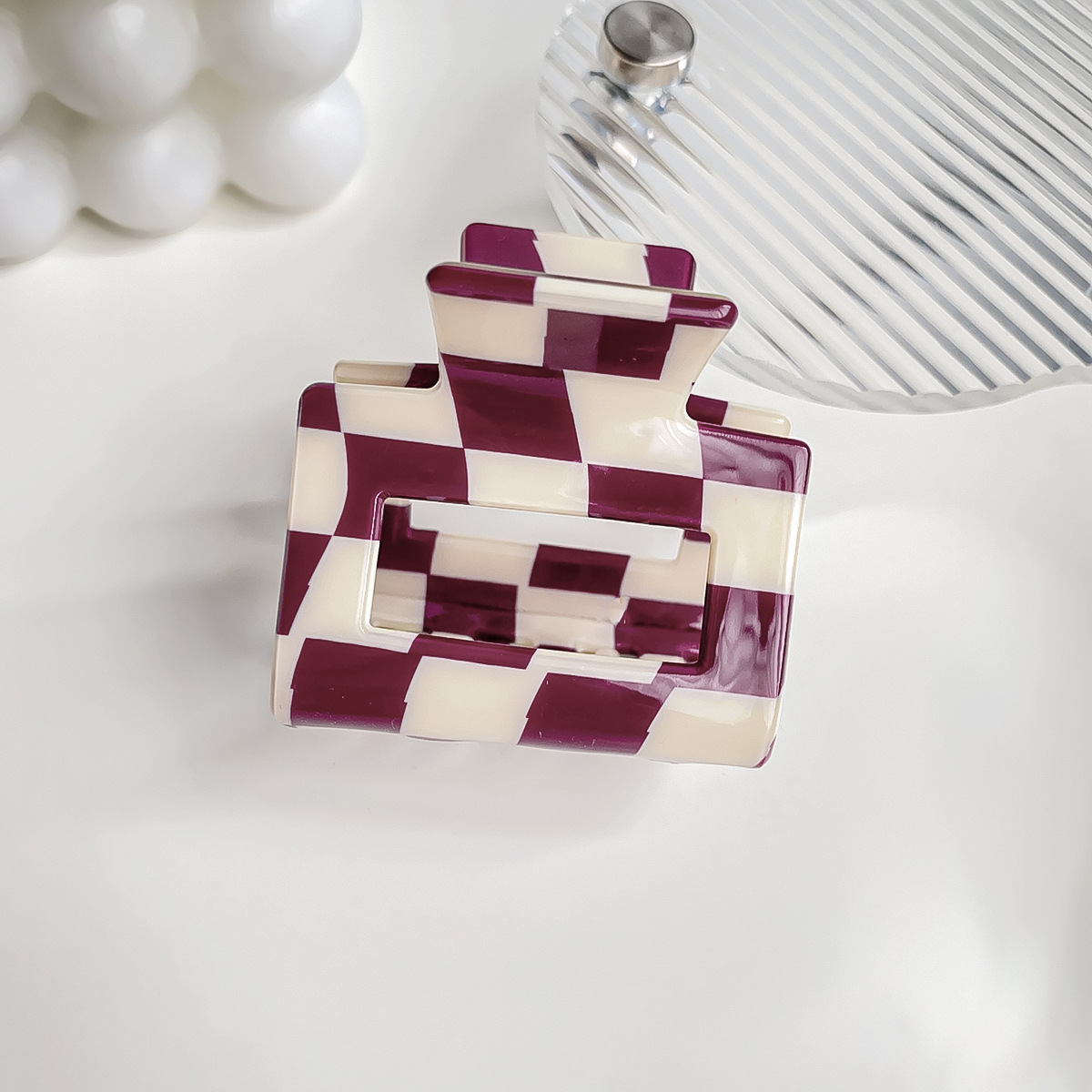 ACCITY - Wholesale Hair Clip - Women's - Checkerboard Hair Claw – Candy Color Acetate Look_CWMM1008435