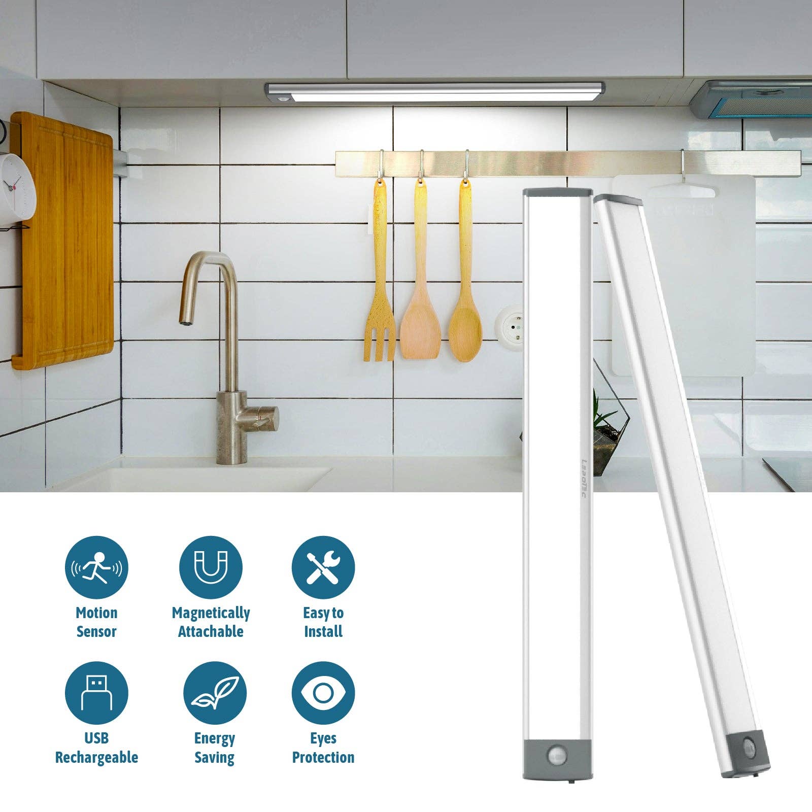 LEPOTEC INC – Arandela por atacado – Lepotec 62 LED Luzes Sem Fios com Sensor de Movimento para Debaixo do Armário2