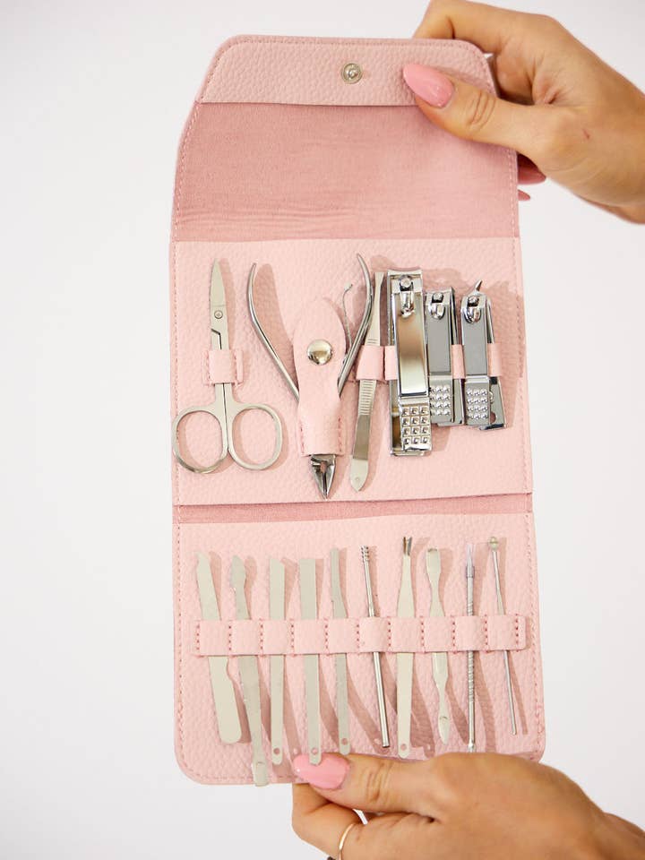 Vegan PU Leather Manicure Set - Light Pink for wholesale by Nakoa The Label