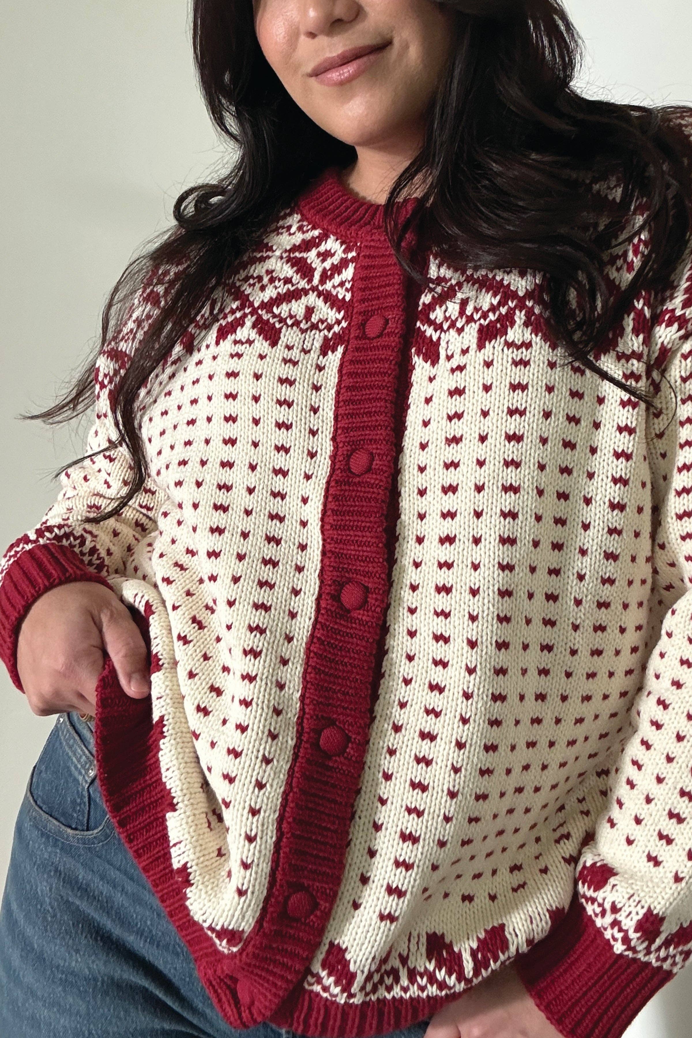 Callahan Knitwear - Vendita all'ingrosso Maglione tricot - Donna - Cardigan Maeve oversize - Rosso1