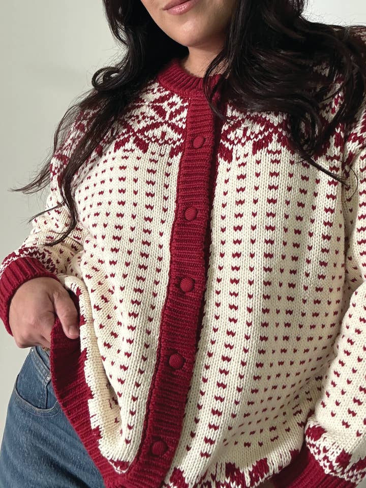 Callahan Knitwear – Großhandel Strickpullover – Damen – Übergroße Maeve-Strickjacke - Rot1