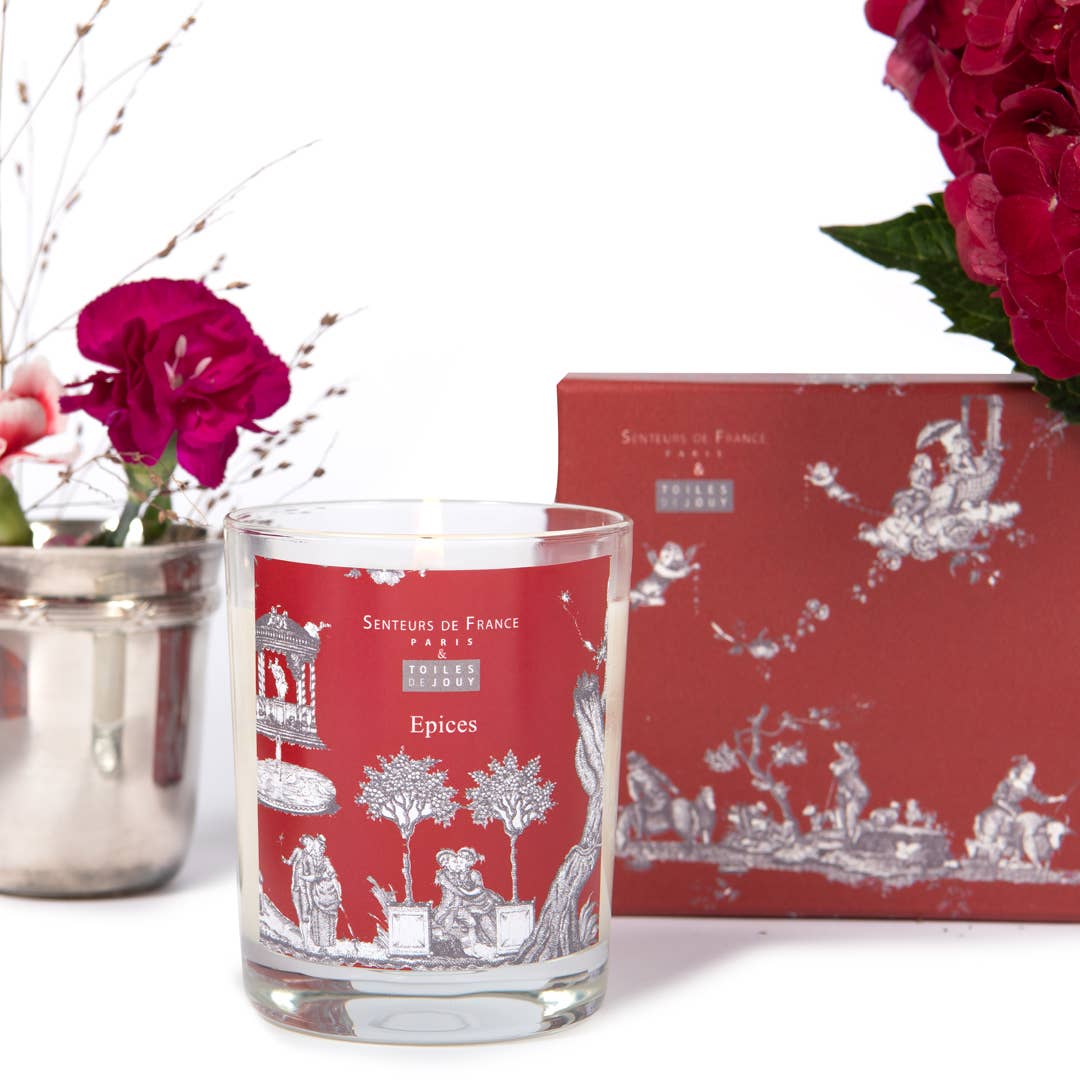 Senteurs De France – Vela em jarro/copo por atacado – Vela Toiles de Jouy com perfumes e especiarias natalinas1