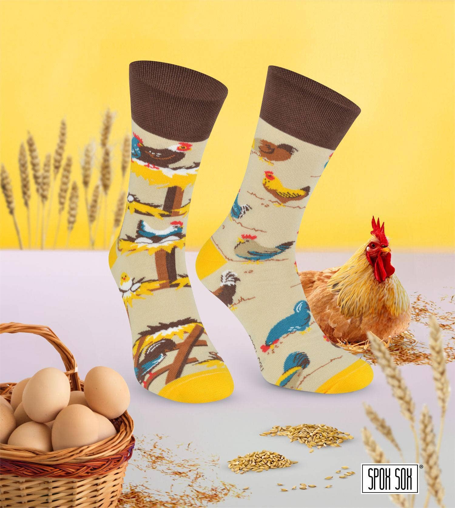 Spox Sox - Wholesale Socks - Unisex - Chicken socks | Socks with hens and eggs - casual socks