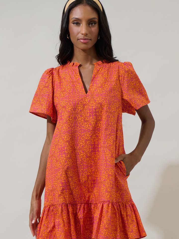 DeBary Daphne Floral Celeste Mini Dress for wholesale by Sugarlips