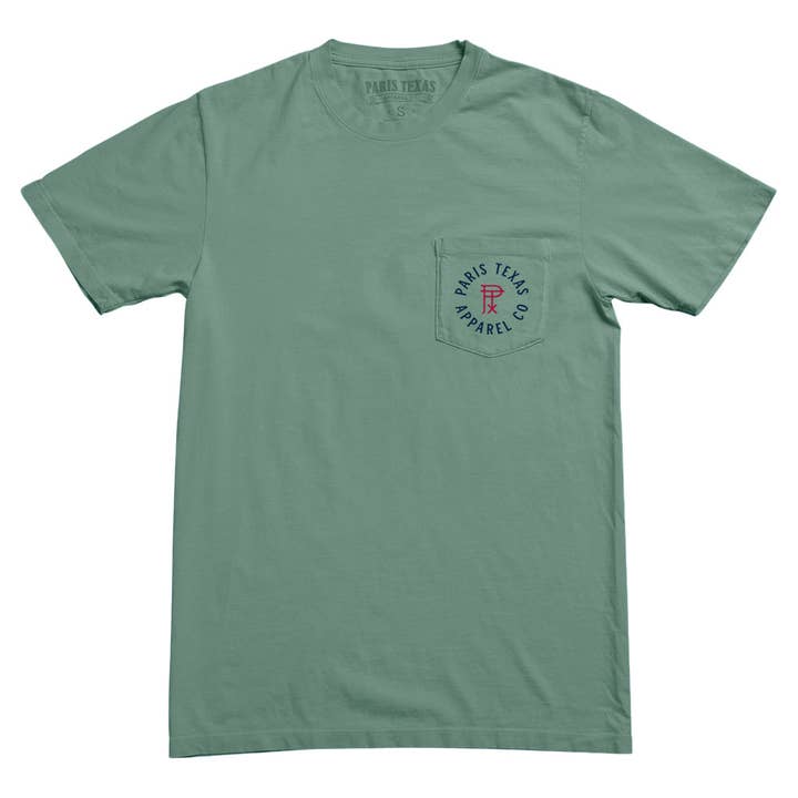 Paris Texas Apparel Co. - Wholesale Screen Printed T-Shirt - Men's - Texas Crest Pocket T-Shirt - Pine