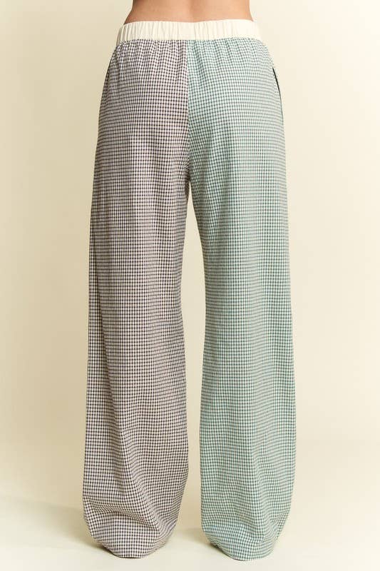 JADE BY JANE – Calças - Mulher por atacado – CALÇAS COLORBLOCK COM ESTAMPA XADREZ TAMANHO GRANDE8