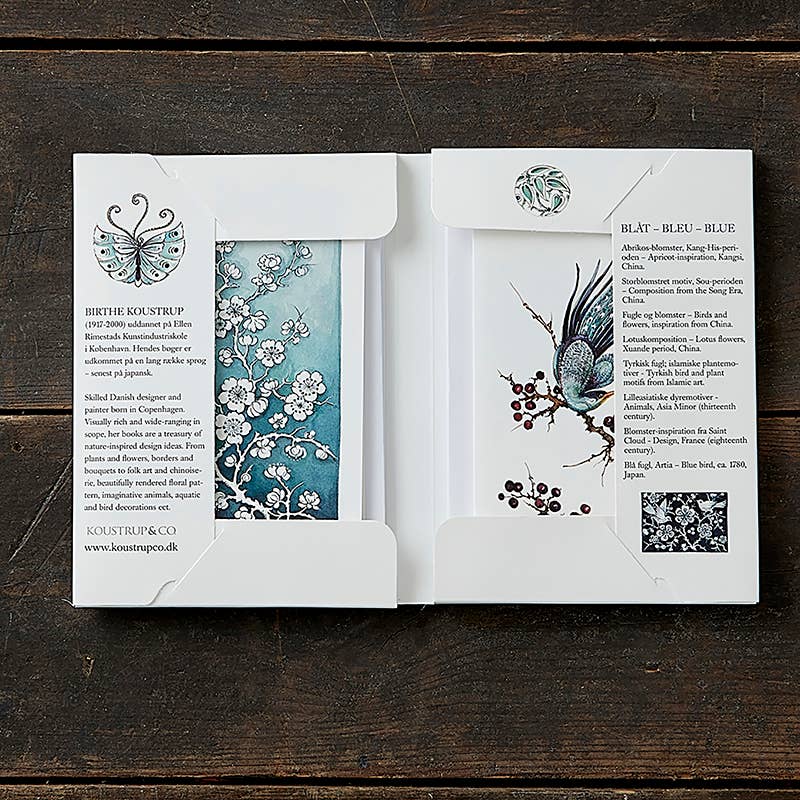 Koustrupco – Engroshandel Brevpapir/sæt med noteskort – Kortmappe blå i blå med 8 kort og kuverter1