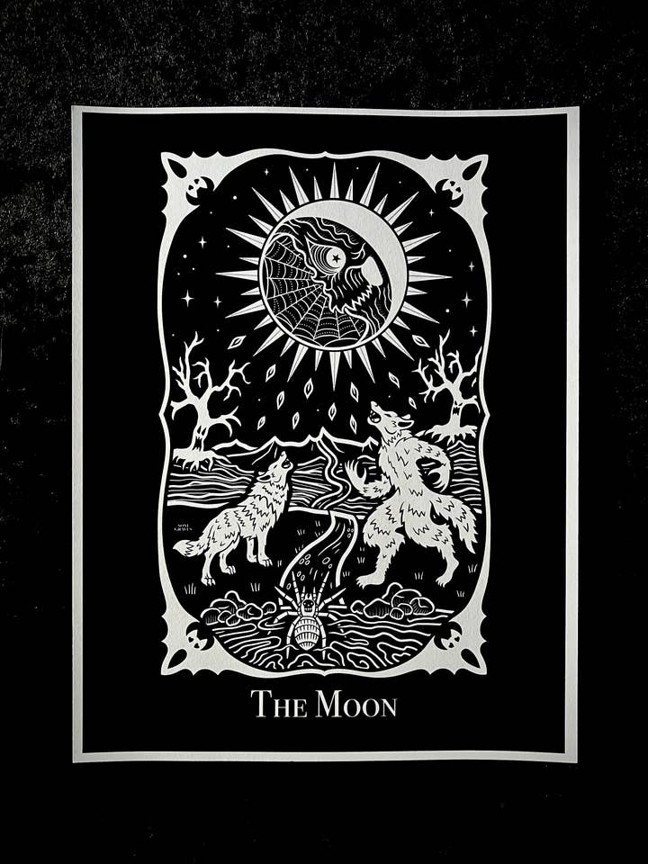 The Moon Tarot Print 8.5"x11" Letter Size, Gothic Occult Art for wholesale by Soni Graves