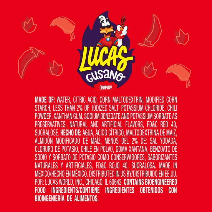 Food Crush Corp - Wholesale Gummy - Lucas Gusano Chamoy Mexican Liquid Mexican Candy (Box of 10)