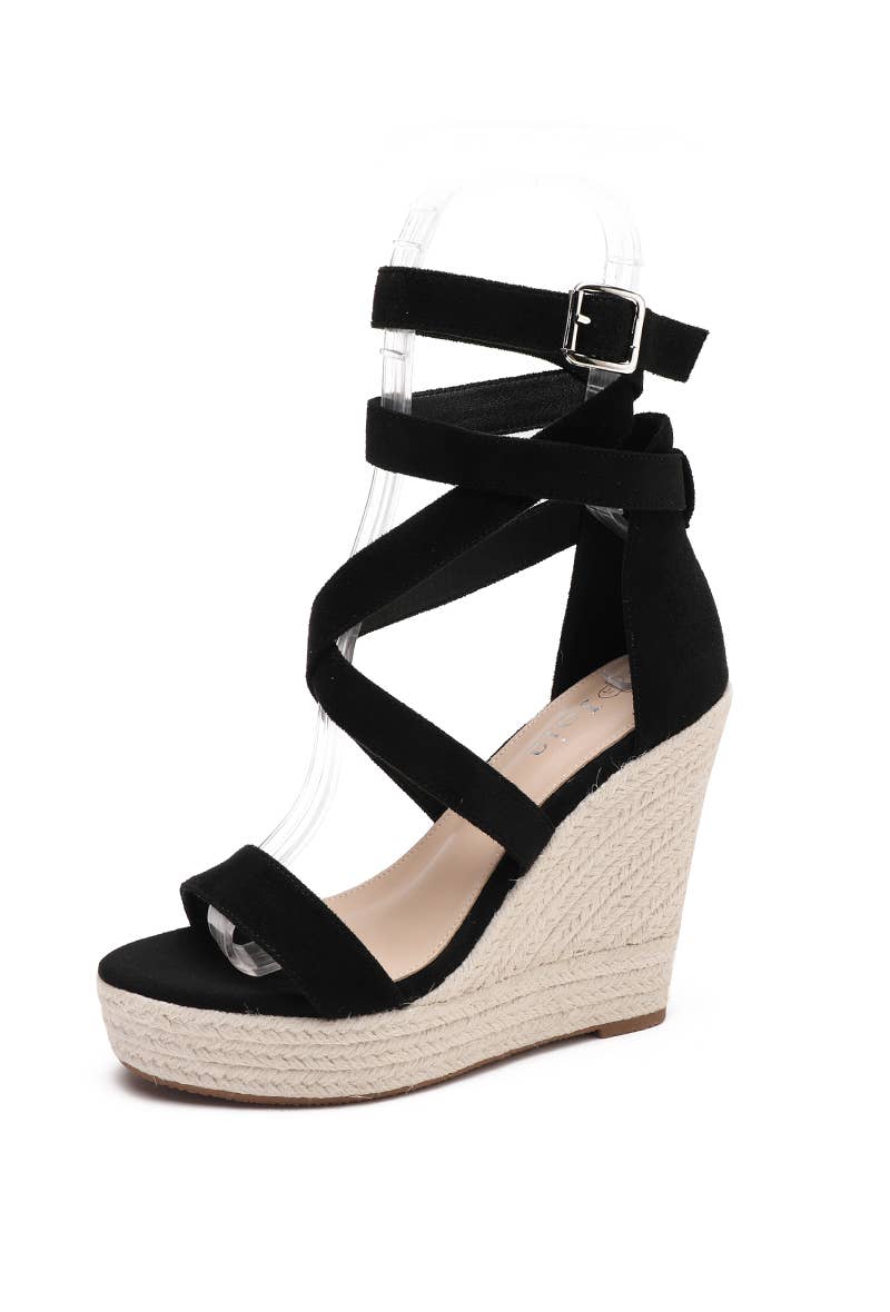 Joia Paris - Wholesale Wedges - Women's - Platform wedge sandals with crisscross straps JN-710