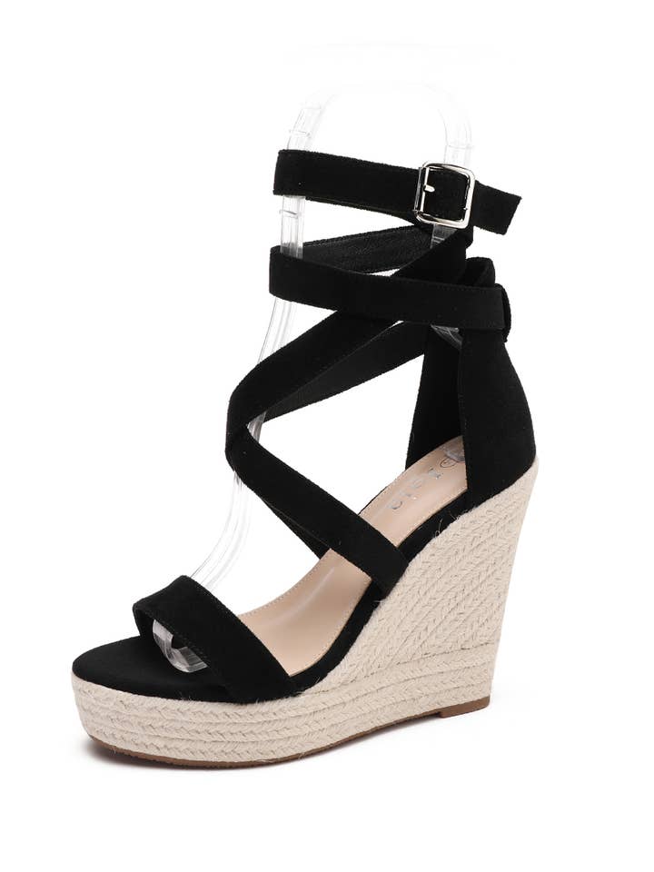 Joia Paris - Wholesale Wedges - Women's - Platform wedge sandals with crisscross straps JN-710