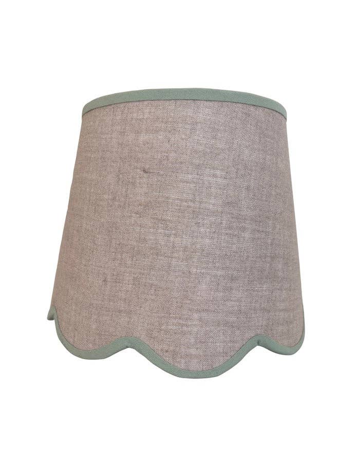 LNH EDIT - Wholesale Lamp Shade - Scallop linen green trim Lampshade2