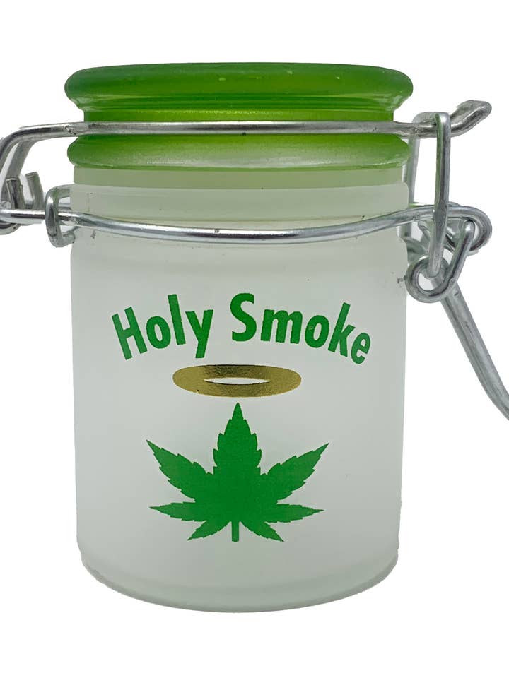 Mini lufttæt glasopbevaringskrukke – "Holy Smoke" | 45 ml for engroshandel hos Ted Miller Innovation