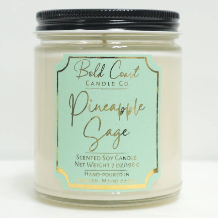 Pineapple Sage Scented 7 Ounce Premium Soy Candle for wholesale by Bold Coast Candle Co.