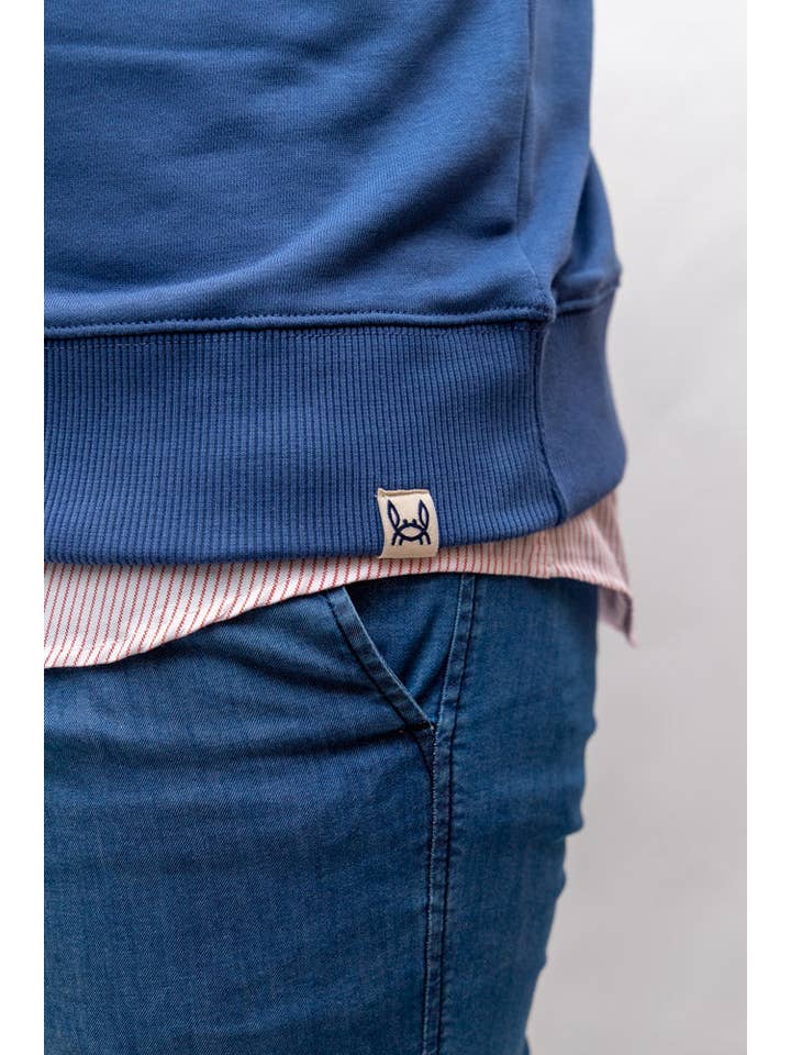 Custi Mikelo: Made in Spain – Engroshandel Sweatshirt - Unisex – Blå sweatshirt med halv lynlås5