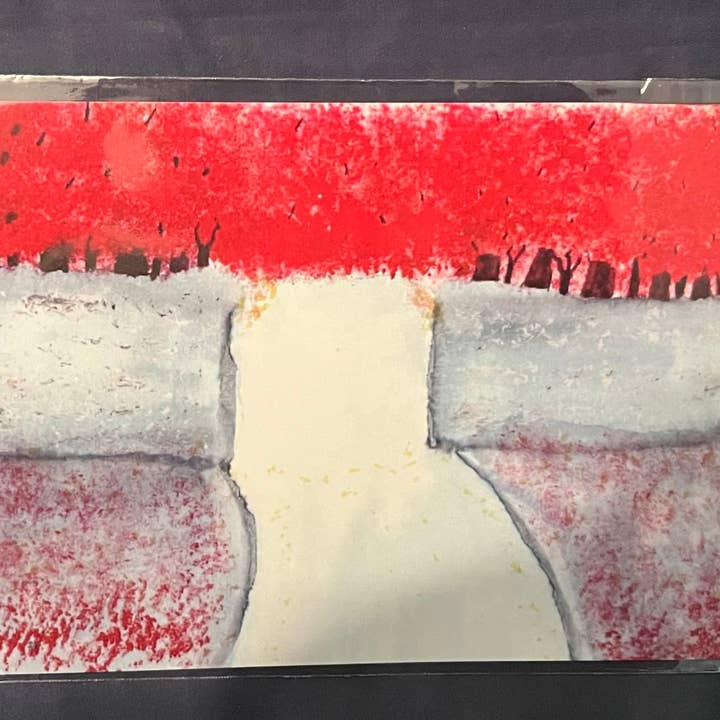 Fall River Scene 5x7 Watercolor and Acrylic Art Print for wholesale by The Jack Dabbler