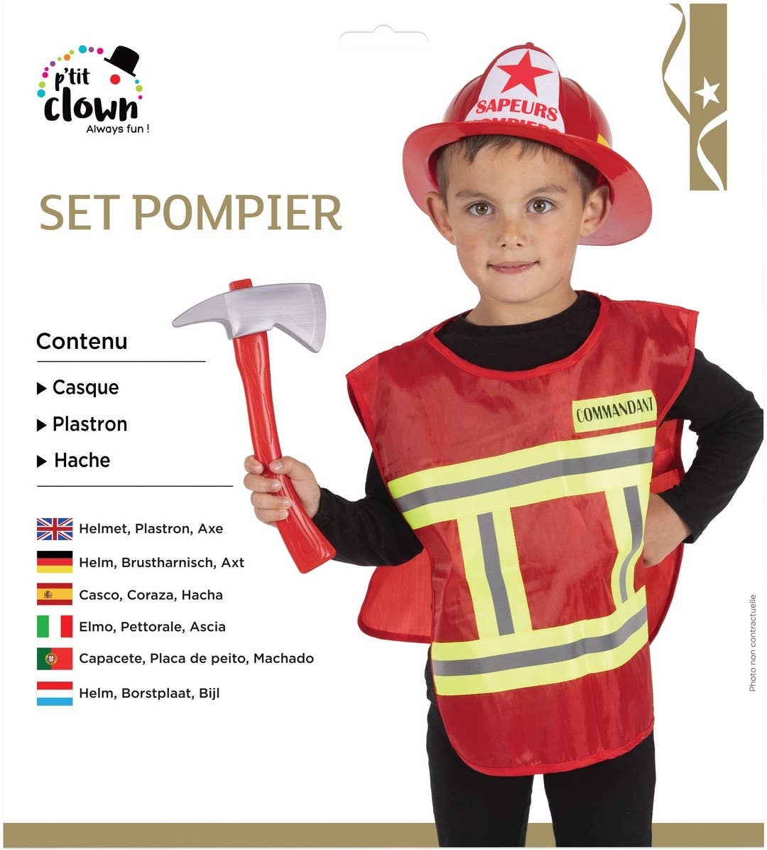 P'tit Clown - Wholesale Costume - Kids - Firefighter Set - Child - One Size
