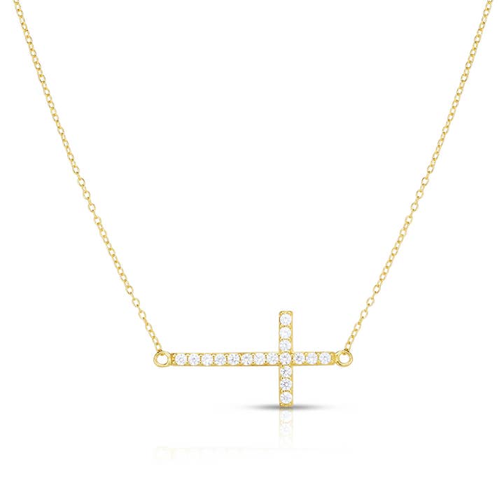 Collana a croce orizzontale con pavé per la vendita all'ingrosso da parte di Glaze Jewelry