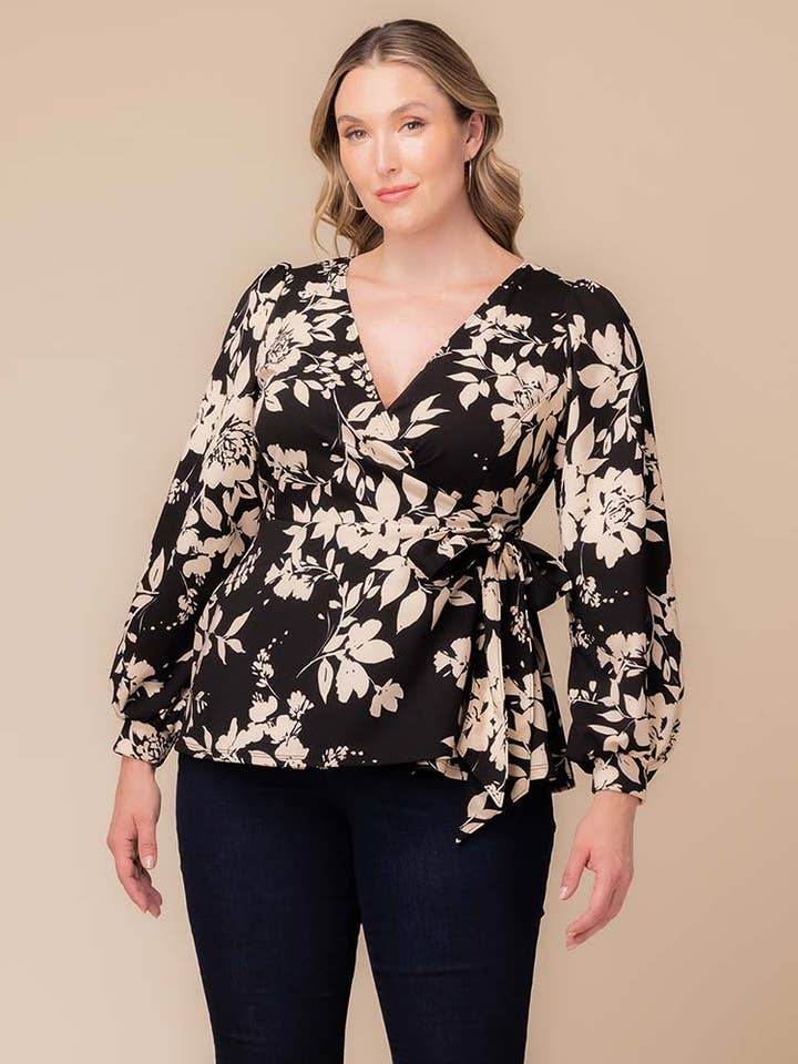 Top Cruzado de Manga Larga Natasha para venta al por mayor de Kiyonna