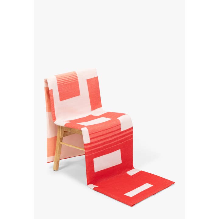 ALPACA LOCA - Venta al por mayor Mantas de sofá - Plaid Native The Falling Blocks, rojo coral