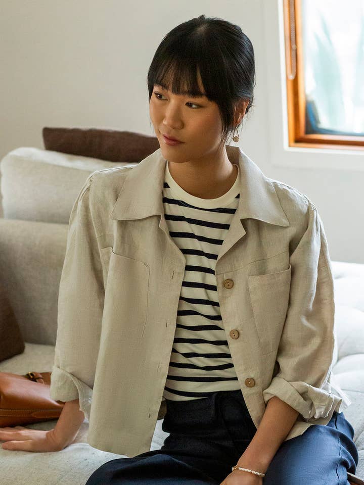 Casaco CHARLIE Crop, 100% Linho por atacado de 4Our Dreamers